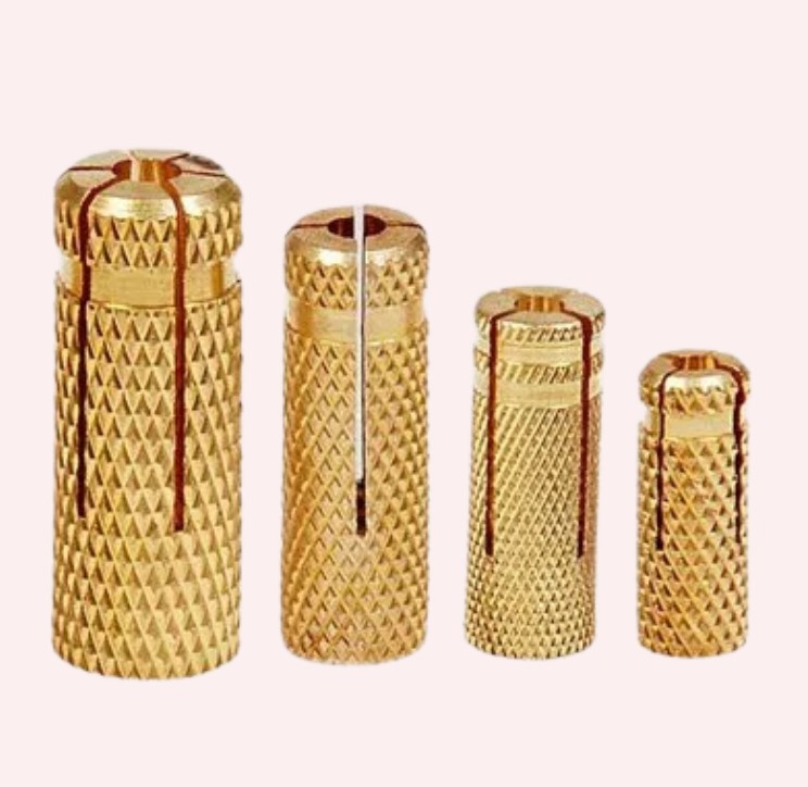 Brass Anchor Inserts for Concrete and Masonry Fixing, Internal Thread Anchors for Secure Bolting of Frames, Machinery and Structural Components
